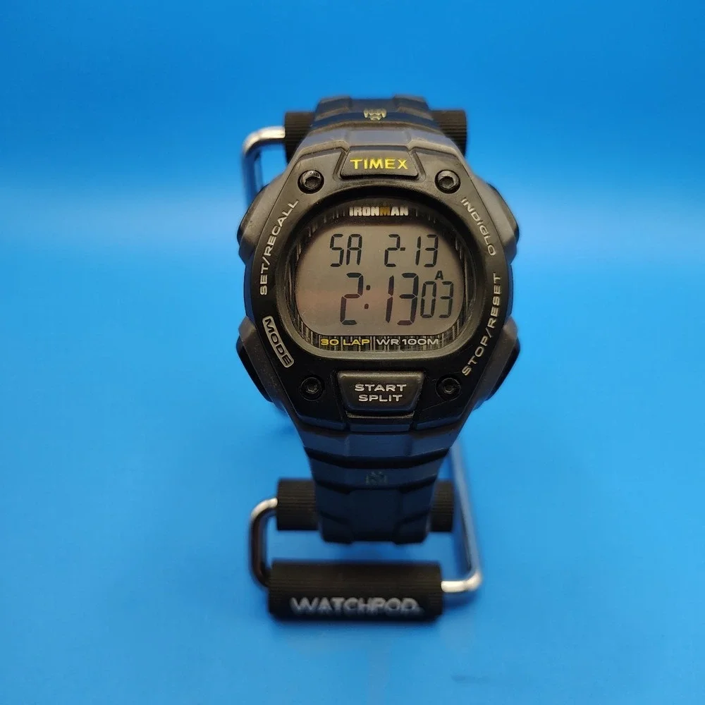 Vintage 2016 Timex Ironman Indiglo 30 Lap 42mm Mens Digital Quartz Sports Watch